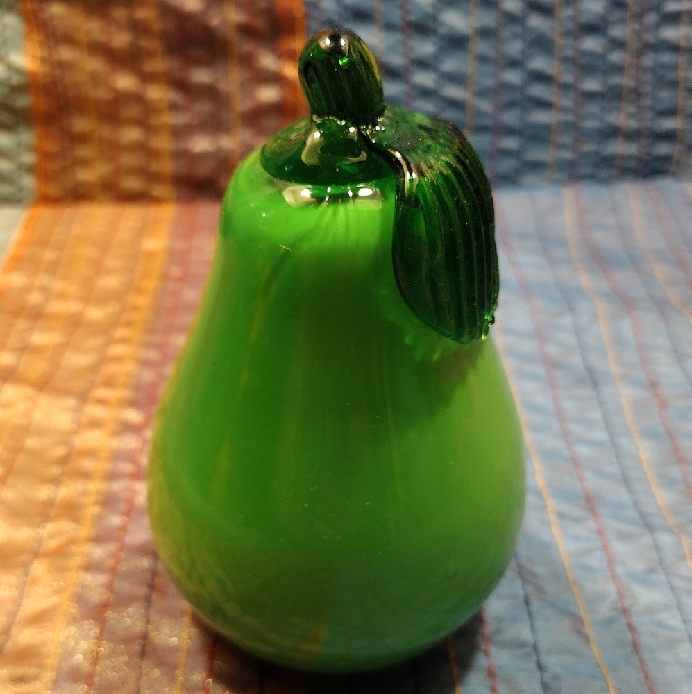Green Blown Glass Pear